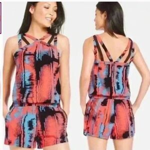 Fabletics Liza Romper heat wave multicolor lightweight straps P2P 20“ Silk Touch